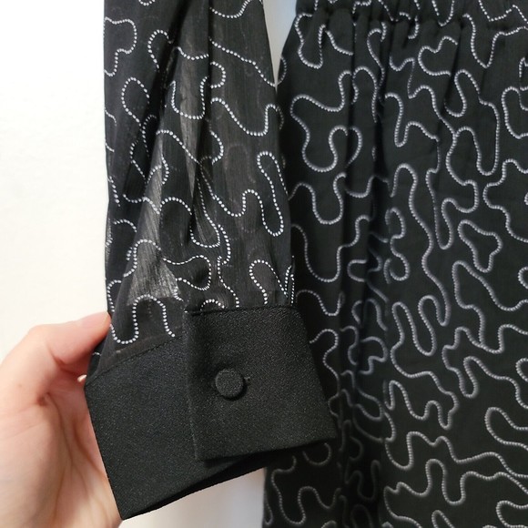 Club Monaco Women's Sheer Panel Long Sleeve Knee Length Shift Dress Black SZ 00 - Picture 4 of 8